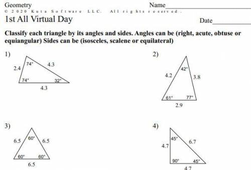 Classify triangles by its sides and angles geometry