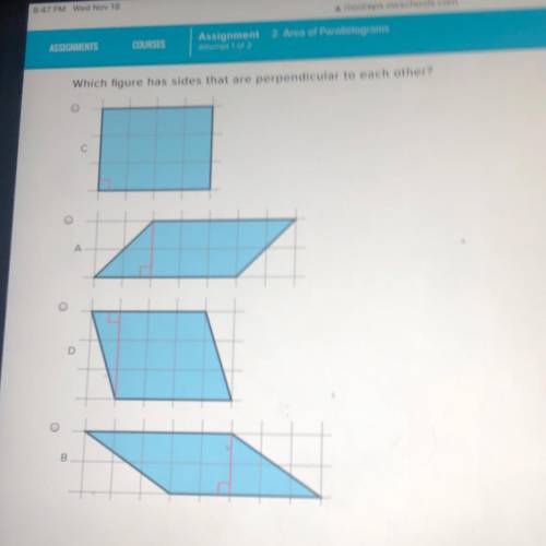 Which figure has sides that are perpendicular to each other?