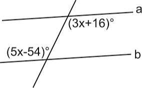 Which equation can be used to find the measure of the angles below if line a is parallel to line b?
