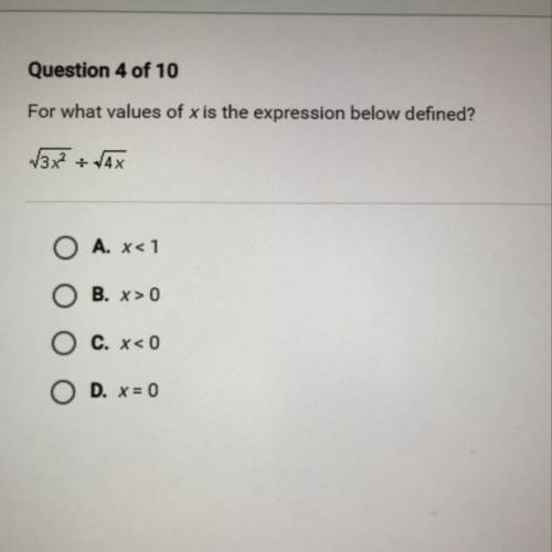 For what values of x is the expression below defined?