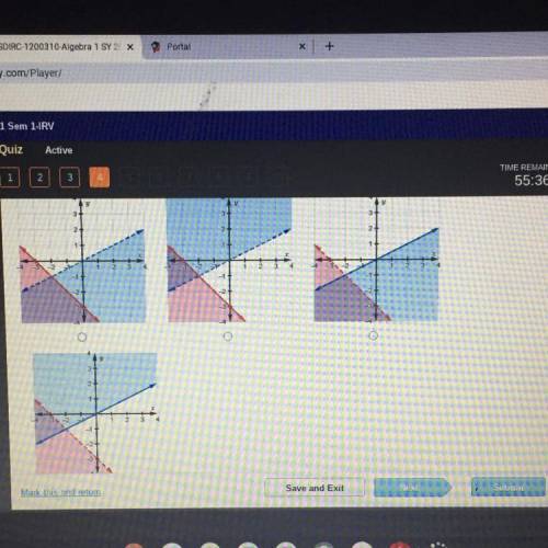 Consider this system of inequalities.

x+y<-3
y
Which graph shows the solution for this system?