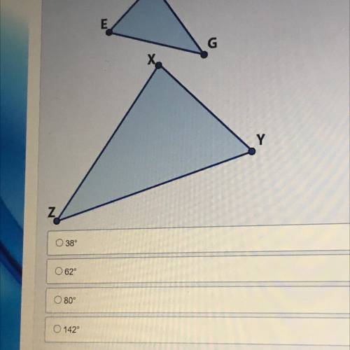 03 MG)

In AEFG and sYXZ,m F mix and mE m_Y. IfmZE = 62° and m_X = 80°, what is the measure of ZY?