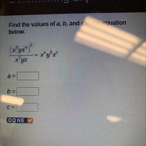 Find the values of a, b, and c in the equation
below.
a=
b=
c=