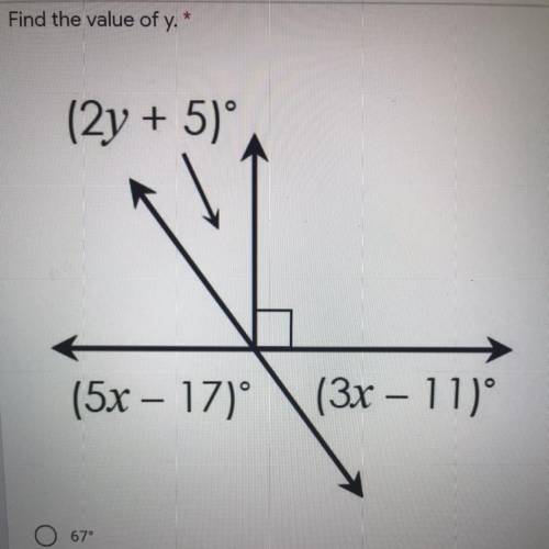 Find the value of y (2y+5) (5x - 17) (3x-11)