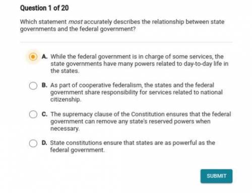Which statement most accurately describes the relationship between state governments and federal go
