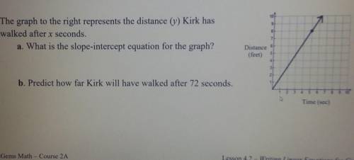 PLS HURRY I'LL MARK BRAINLEST

7. The graph to the right represents the distance (y) Kirk has walk
