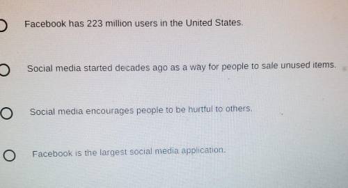 Marissa has to write an argumentative essay about social media Which of the following is an example
