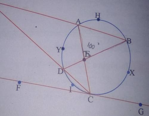 2. In Figure 5.36 to the right, if m(AHB) = 100

and m(DIC) = 80° m(BAC) = 50°and FG is tangent to