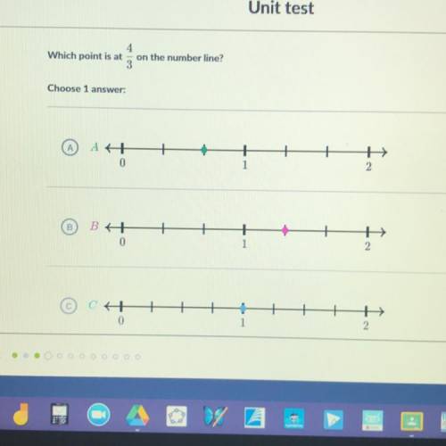 Which point is at 4/3 on the number line?