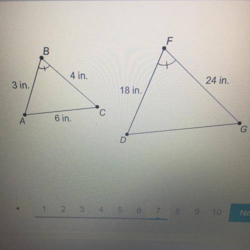 Will give brainliest

Triangles ABC and DFG are similar.
Which proportion can be used to find the