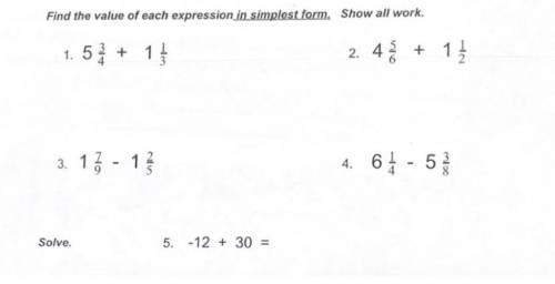 Find the value of each expression in simplest form. Show all work