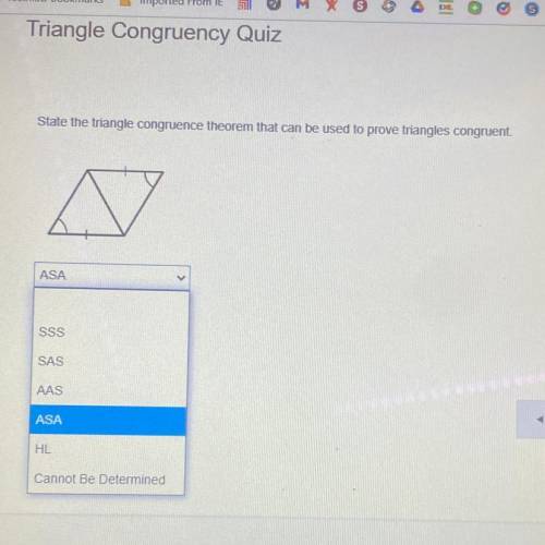 State the triangle congruence theorem that can be used to prove triangles congruent.
