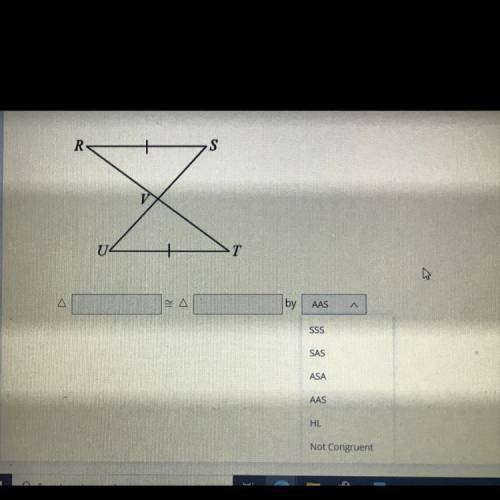 Write the triangle congruence statement and the congruence theorem that proves the triangles congru