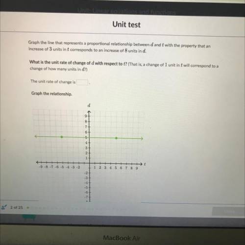 Graph the line that represents a proportional relationship between d and t with the property that a