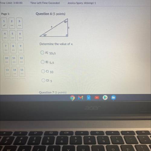 Determine the value of x