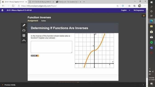Is the inverse of the function shown below also a function? Explain your answer.