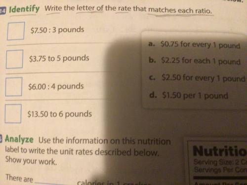 Write the letter of rate that matches each ratio. I’ll give brainliest if the answer is Right.