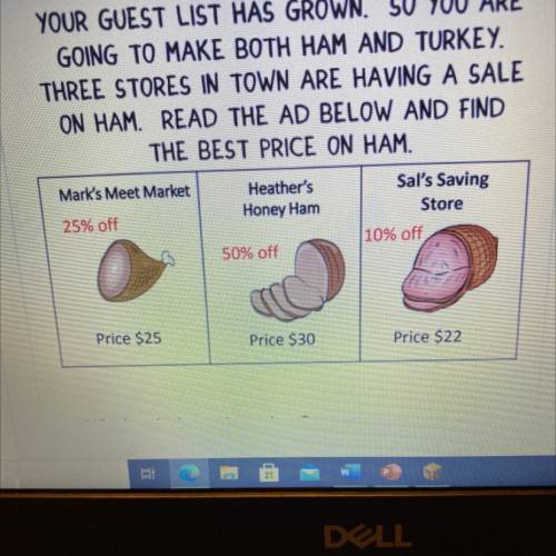 What is the sale price of the ham at Mark's Meet Market? *
(10 Points)