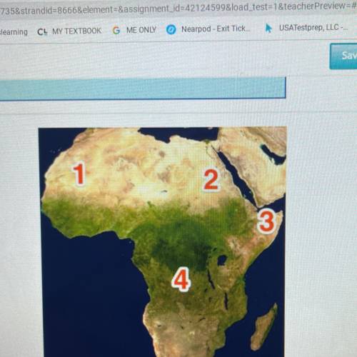 Judging from the map, which area of Africa is most vulnerable to deforestation?

-)
A)
1
B)
2
3