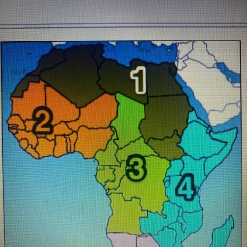 5.

The Sahara Desert can be found in each of the regions shown on this map EXCEPT for one. Which