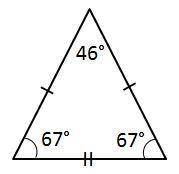 What type of triangle is pictured?

A. Obtuse and equilateral
B. Acute and isosceles
C. Acute and