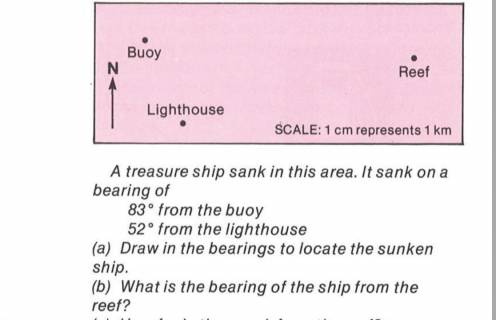 What is the bearing of the ship from the reef