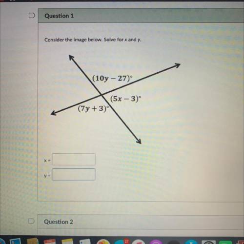 Consider the image below. Solve for x and y.