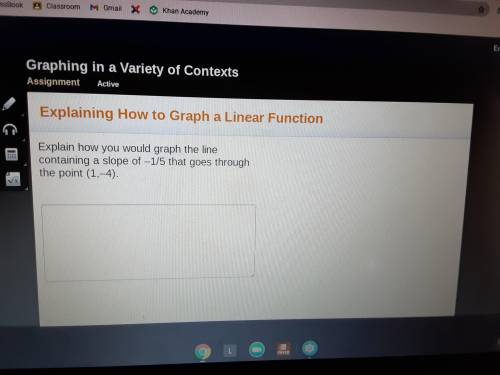 Explain are you a graph the line containing a slope of -1 / 5 it goes through the point (1,-4)