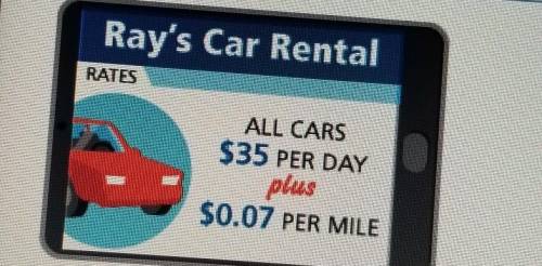 Mr. Burns takes a one-day trip and rents a car using the rates shown. The car rental cost is $68.25