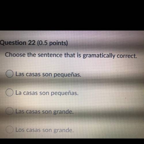 PLEASE HURRY

Choose the sentence that is gramatically correct.
Las casas son pequeñas.
La casas s