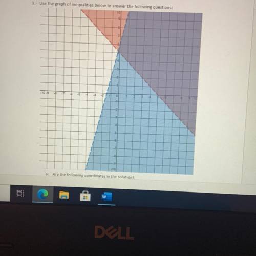 A.

Are the following coordinates in the solution?
i. (0, 6)
ii. (3,5)
iii. (4, -2)
b. Write the i