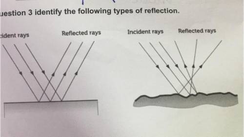 Indentify the following types of reflection.