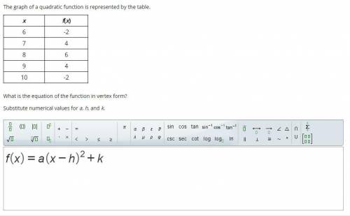 This table represents a quadratic function. and The graph of a quadratic function is represented by