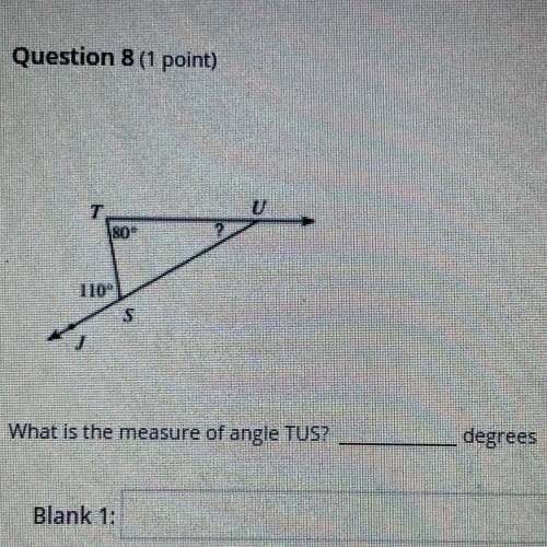 What is the measure of angle TUS? _____ degrees