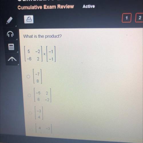 What is the product [5 -6 -2 2] x [-1 -1]