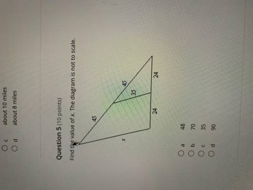 Find the value of x. Diagram is not to scale