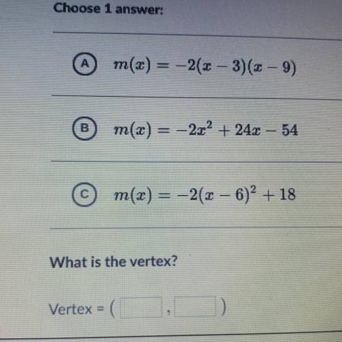 The function m is given in three equivalent forms.

Which form most quickly reveals the vertex?