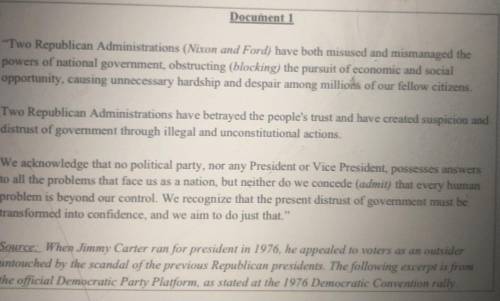 How does jimmy carter Describe the previous Republican administrations of Richard Nixon and Gerald