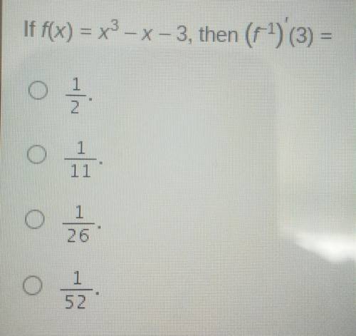 If f(x) = x3 – x – 3, then f(x)'(3) =