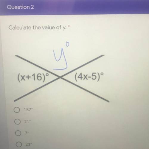 Calculate the value of y