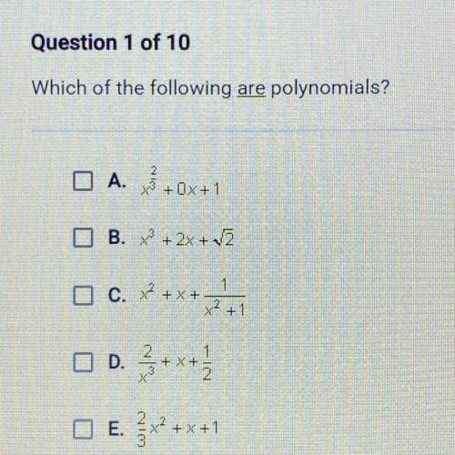 Which of the following are polynomials?