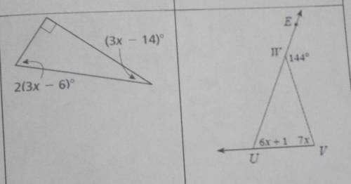 Solve for x in each of the following diagrams.