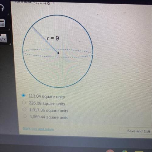 What is the approximate surface area of the sphere? Round to the nearest hundredth and use 3.14 for