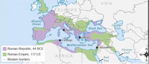 According to the map, which body of water was controlled by the Roman Empire?

the Red Sea
the Bla
