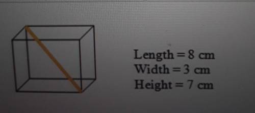 What is the length of the diagonal for the given rectangular prism to the nearest whole unit? A) 10