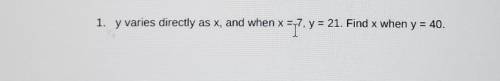 I have to find x when y=40