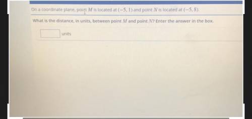 On a coordinate plane, polirt M is located at (-5. 1) and point N is located at (-5,8).

What is t