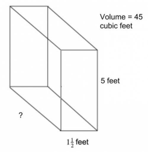Find the missing dimension of the prism if the volume is 45 cubic feet.