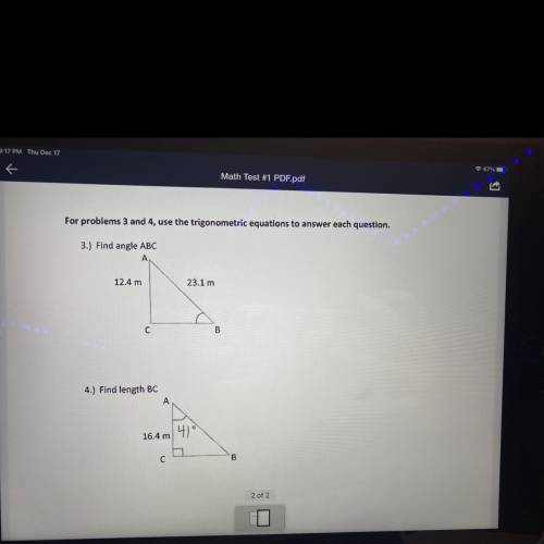 VEIW IMAGE

For problems 3 and 4, use the trigonometric equations to answer each question.
PLEASE