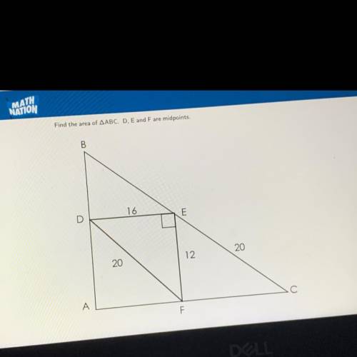 Find the area of ABC. D, E, and F are midpoints.